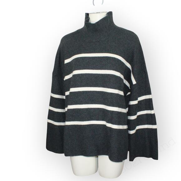 XL BananaRepublic Turtleneck Sweater Stripe Charcoal Heather Soft - Picture 16 of 16